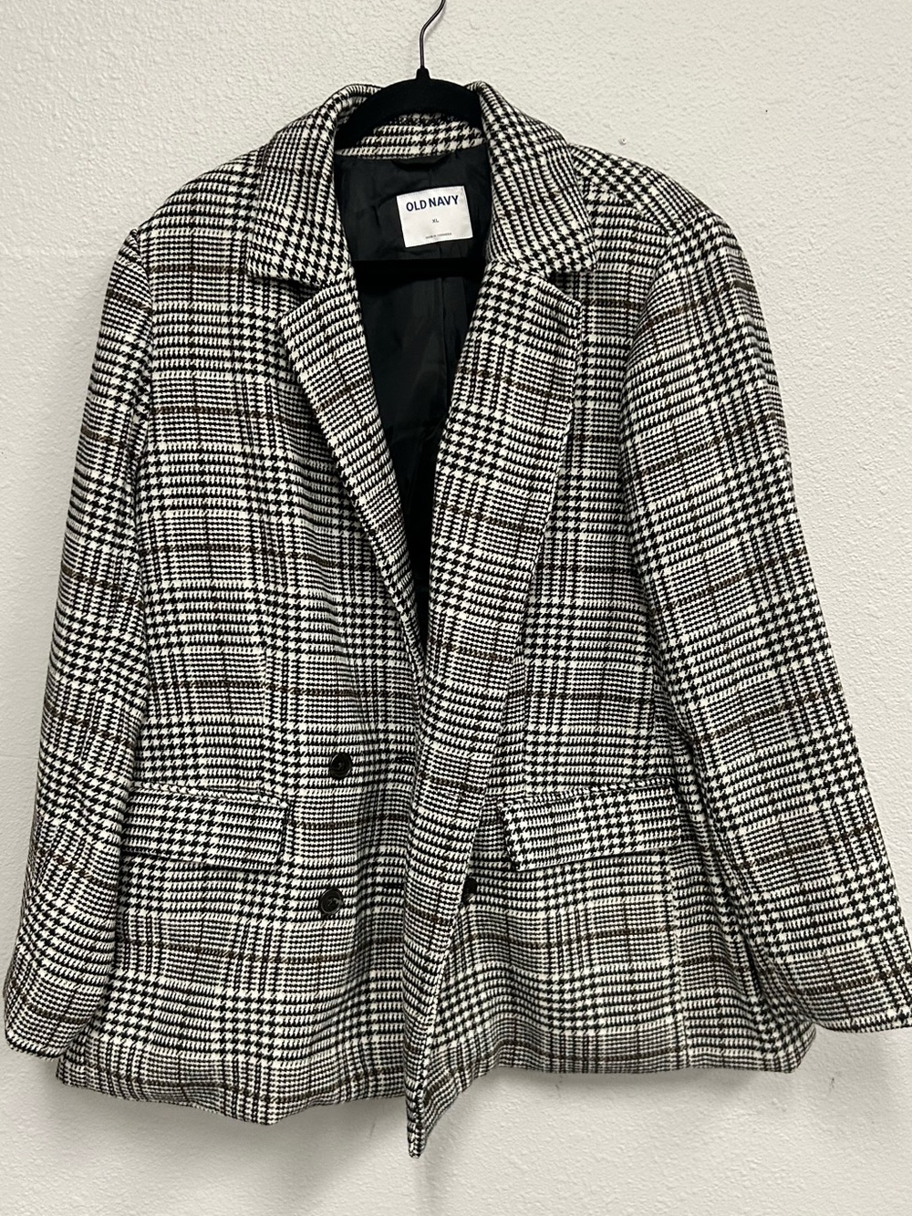 Old Navy Black and White Glen Plaid Blazer